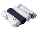 MAKIAN Mulltuch 4-er Set 80 x 80 cm Marine und Weiss Sterne