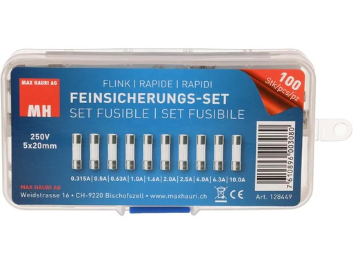 [90223753 1330760] Max Hauri Schmelzsicherung Set 5 x 20 mm Flink, 100 Stück