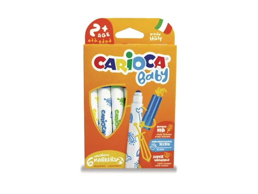 [90036451 722692] Carioca Filzstift Baby 2+ 6 Stück, Mehrfarbig