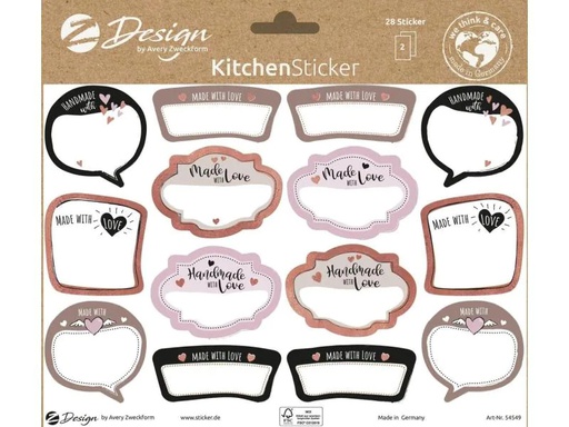 [90036472 1058301] Z-Design Motivsticker A5 Kitchen Made with Love, 28 Aufkleber