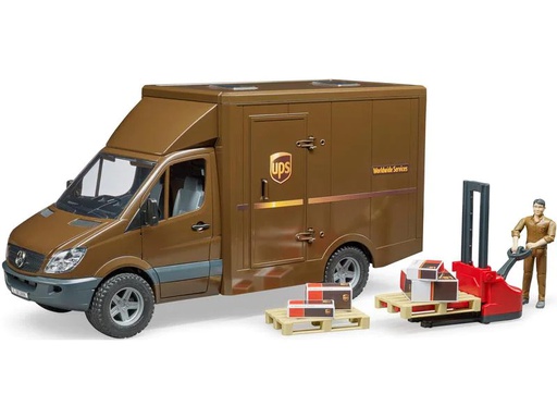 [90224014 1286563] Bruder Spielwaren MB Sprinter UPS mit Fahrer und Zubehör