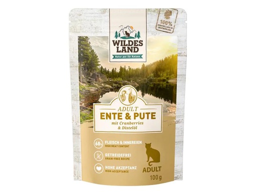 [90224548 1349984] Wildes Land Nassfutter Adult Ente &amp; Pute 12 x 100 g