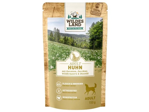 [90224552 1348512] Wildes Land Nassfutter Huhn mit Karotten, Zucchini &amp; Wildkräutern, 150g