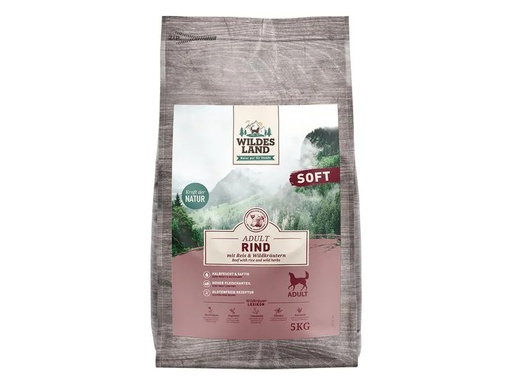 [90224568 1348546] Wildes Land Halbfeuchtfutter Rind mit Reis &amp; Wildkräutern 5 kg
