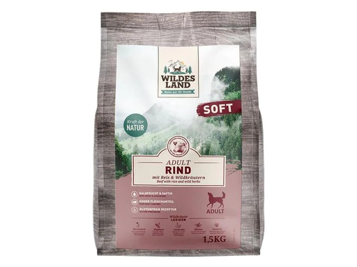 [90224580 1348545] Wildes Land Halbfeuchtfutter Rind mit Reis &amp; Wildkräutern 1.5 kg