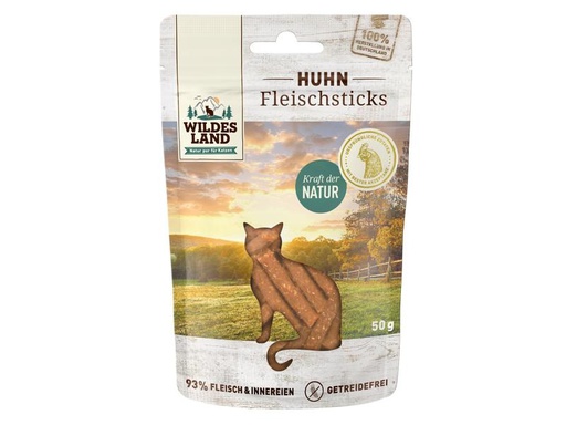 [90224598 1349875] Wildes Land Katzen-Snack Huhn Pur Sticks 50 g
