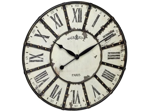 [90224755 1348938] TFA Dostmann Wanduhr Vintage XXL Ø 57 cm, Crème/Schwarz