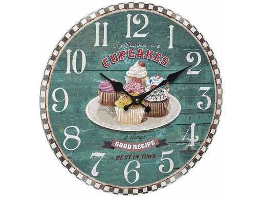 [90224881 1348932] TFA Dostmann Wanduhr Vintage Cupcakes Ø 33.7 cm, Mehrfarbig