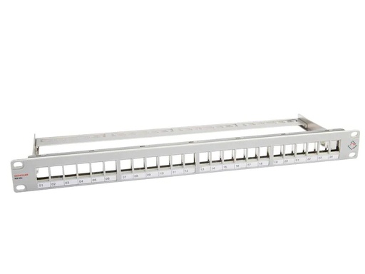 [90225010 1346512] Dätwyler IT Infra Patchpanel KS 24x für 24x RJ45 Keystone 19 Rack grau