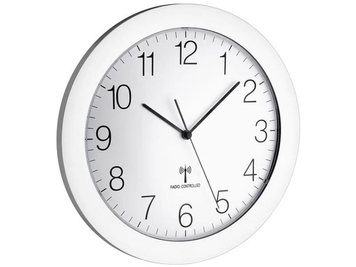 [90225026 1348946] TFA Dostmann Funk-Wanduhr 30.2 cm, Silber/Weiss