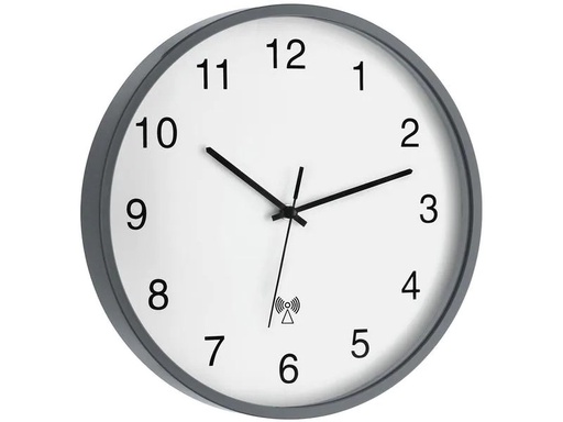 [90225035 1348945] TFA Dostmann Funk-Wanduhr Ø 30.2 cm, Grau/Weiss