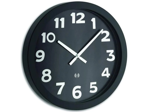 [90225074 1348956] TFA Dostmann Funk-Wanduhr XL mit Metallrahmen 40 cm, Schwarz/Silber