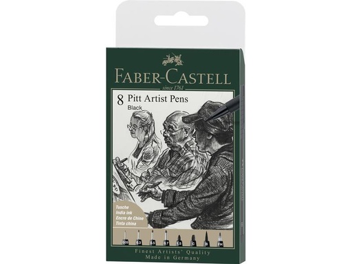 [90225878 1337868] Faber-Castell Tuschestift PITT Artist Pen Black, 8 Stück