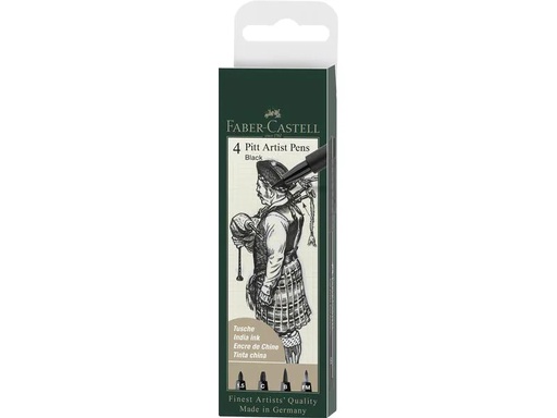 [90225955 1337865] Faber-Castell Tuschestift PITT Artist Pen Black, 4 Stück