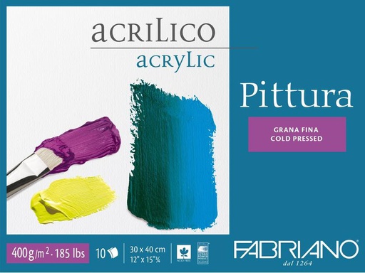 [90037264 1116190] Fabriano Malblock Pittura 30 x 40 cm, Acryl, 10 Blatt