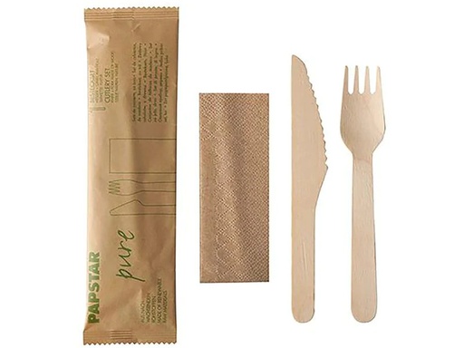 [90226780 1359476] Papstar Einweg-Besteckset Pure 50 Stück, Braun