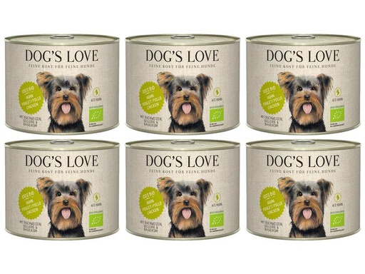 [90227016 1362349] Dog's Love Nassfutter BIO Adult Huhn, 6 x 200 g