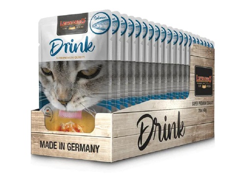 [90227048 1362420] Leonardo Cat Food Katzen-Snack Drink Lachs, 20 x 40 g