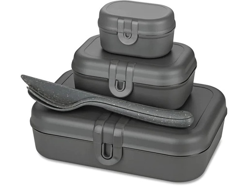 [90227275 1350378] Koziol Lunchbox Pascal Ready 4-teilig, Dunkelgrau/Grau