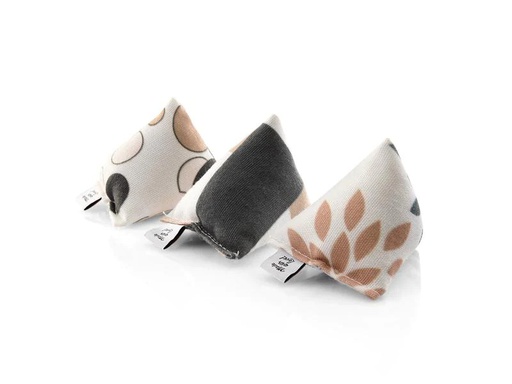 [90227301 1353179] CanadianCat Katzenminze-Spielzeug Mini-Pyramiden, 3er Set, Beige