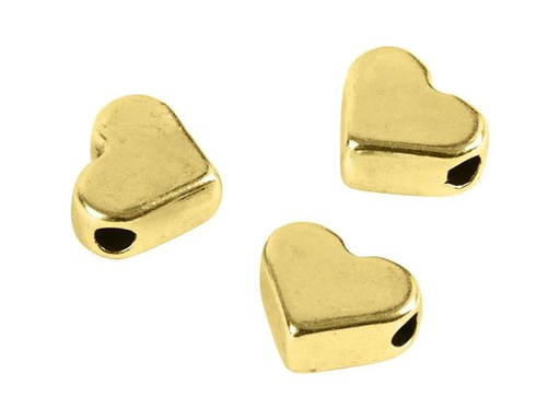 [90037692 886022] Creativ Company Perlen Herz, 7 mm, Vergoldet, 3 Stk.