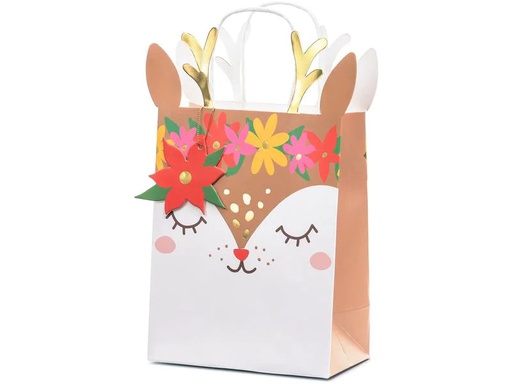[90227658 1330507] Partydeco Geschenktasche Reh 20.5 x 30 x 10.5 cm, Mehrfarbig
