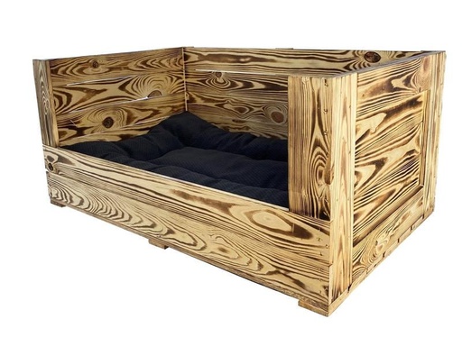 [90227967 1357043] Holz Zollhaus Hunde-Sofa Vintage geflammt, 90 x 57 x 42 cm