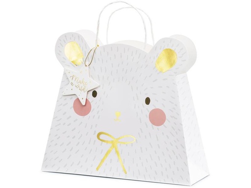 [90228368 1330505] Partydeco Geschenktasche Eisbär 31.5 x 27 x 10 cm, Weiss