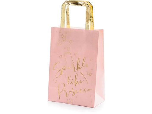 [90228371 1330508] Partydeco Geschenktasche Prosecco 18 x 26 x 10 cm, 6 Stück, Rosa
