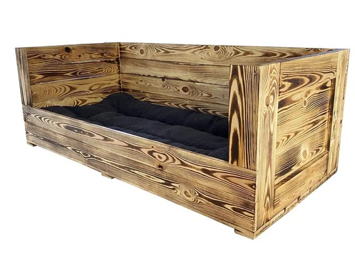 [90228424 1357044] Holz Zollhaus Hunde-Sofa Vintage geflammt XXL, 115 x 55 x 42 cm