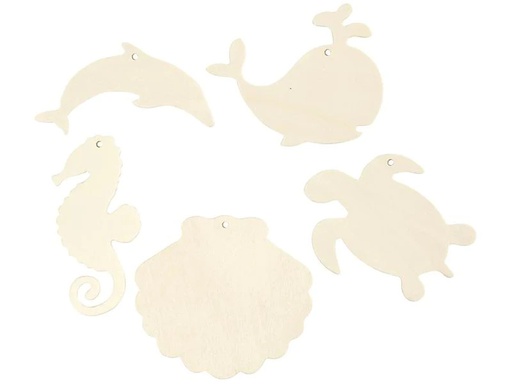 [90037897 1139870] Creativ Company Holzkleinteile Meerestiere 5 Stück, Nature