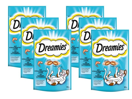 [90037957 565557] Dreamies Katzen-Snack mit Lachs, 6 x 60g