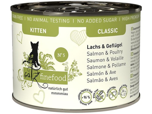 [90229212 1293779] catz finefood Nassfutter Kitten No.05 Lachs &amp; Geflügel, 6 x 200 g
