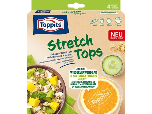 [90229268 1361704] Toppits Frischhalte Abdeckhaube Stretch Tops 4 Stück, Transparent