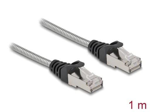 [90229446 1338452] Delock Patchkabel mit Metallmantel Cat 6A, U/FTP, 1 m, Silber