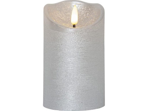 [90229669 1362723] Star Trading LED-Kerze Flamme Rustic, Ø 7.5 x 12.5 cm, Silber