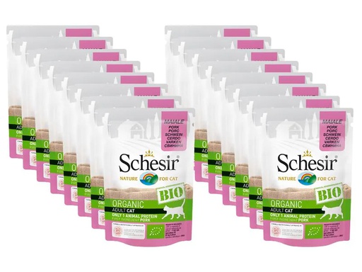 [90229707 1367776] Schesir Nassfutter Bio Schwein, 16 x 85 g