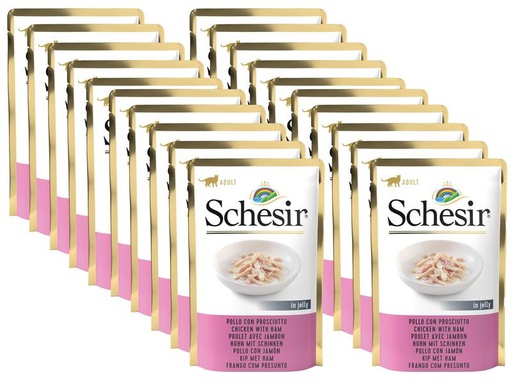 [90229720 1367791] Schesir Nassfutter Huhn &amp; Schinken in Gelée, 20 x 85 g