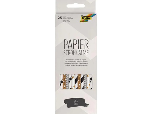 [90038310 1007124] Folia Strohhalm Papier, Glitzer, 25 Stück, Mehrfarbig