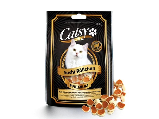 [90230622 1356639] Catsy Katzen-Snack Sushi-Röllchen Poulet &amp; Fisch, 50 g