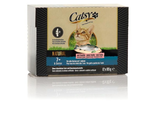 [90230624 1356648] Catsy Nassfutter 7+ Cat Pouch with Trout, 12 x 85 g