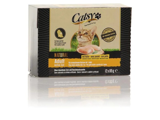 [90230627 1356649] Catsy Nassfutter Adult Active Cat Chicken, 12 x 85 g