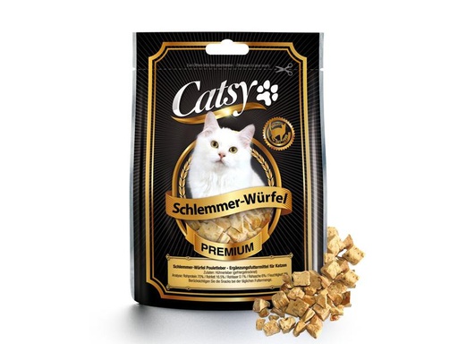 [90230634 1356638] Catsy Katzen-Snack Schlemmer-Würfel Pouletleber, 25 g