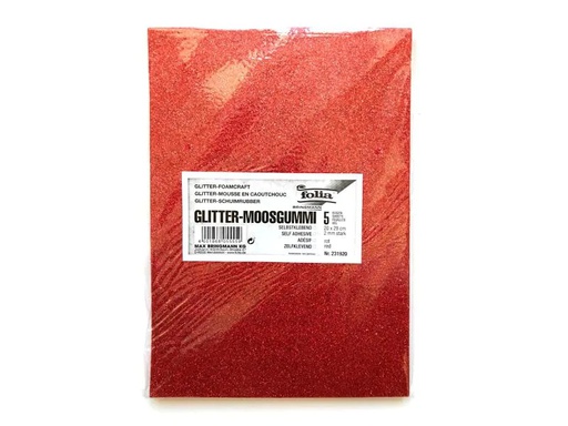 [90038550 599584] Folia Moosgummi-Set Glitter 5 Stück, Rot