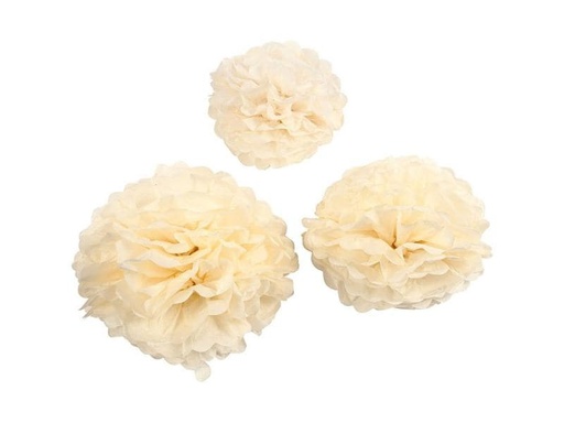 [90003838 719909] Creativ Company Pompons 20 + 24 + 30 cm 3 Stück, Crème