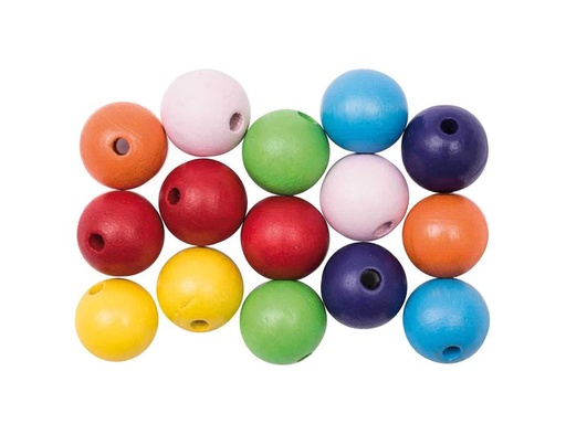 [90038660 1193000] Rico Design Holzperlen Gebohrt 12 mm Mehrfarbig, 15 Stück