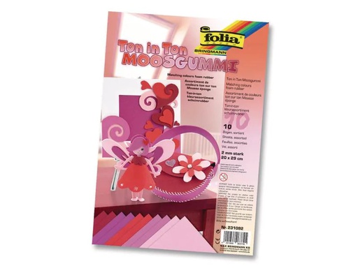 [90038787 599591] Folia Moosgummi-Set Ton in Ton 10 Stück, Rot