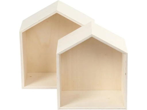 [90038834 656867] Creativ Company Holzartikel Kiste, Hausform, 2 Stück