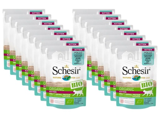 [90232805 1367778] Schesir Nassfutter Kitten Bio Huhn, 16 x 85 g