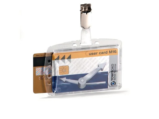 [90039183 579060] DURABLE Ausweishalter Hartbox mit Clip für 2 Ausweise, 25 Stück